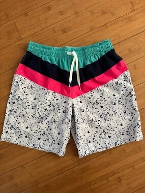 chubbies Aqua Swim Shorts with Teal Elastic Waistband